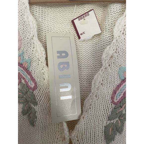 VTG Deadstock Abini Knit Embroidered Cardigan Sweater SZ 2X Floral Grandma - Picture 3 of 10